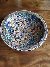 Iznik style bowl. Measures 32 cms by 7.5cms high. Features three fish motives. picture