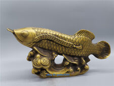 Collection Decoration Fortune Chinese old brass Handwork Fish statue 22095 picture