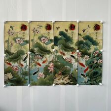 Old Chinese silk embroidery Painting Thangka mural “lotus fish