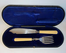 Vintage A1 Silver Plate Fish Serving Knife and Fork With Case picture