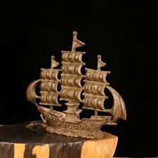 Art collection bronze smooth sailing lucky boat Figure statue tea pet decoration picture