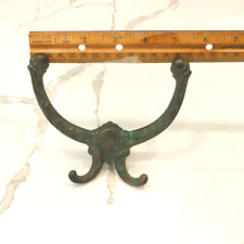 ANTIQUE CAST IRON HALL TREE DECORATIVE DOUBLE HAT COAT HOOK, SALVAGED HOOK picture