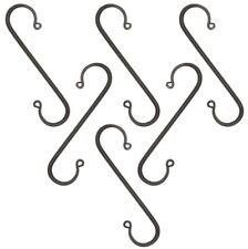 6 Large Wrought Iron 7½ inch S Hooks - Hand Forged Hook Set with Scrolls USA picture