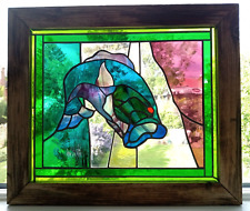 Fishing / Carp Small Framed Stain Glass Window - Gift For A Fisherman 47 x 40cm picture