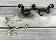 ANTIQUE VICTORIAN DOUBLE COAT HOOK AND PAIR OF METAL COAT HOOKS    *12 picture