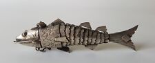 Antique Solid Silver Articulated Fish Pill Box - 4.25