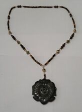 Vintage Chinese Fish Pendant Necklace W/ Tiger Eye & Cloisonne Beads Rare picture