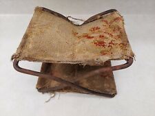 Antique Folding Foot Stool Camping Chair Fishing Chair Iron Bar with Tapestry  picture
