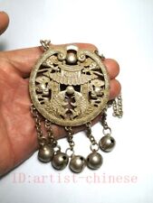 Old Collection Chinese Tibet Silver Carving carp Fish Pendant Amulet Ornament picture
