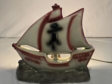 Vintage MCM Ceramic Ship Table TV Lamp 1950s Nautical Spanish Galleon Boat picture