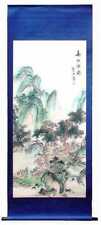 Chinese Watercolor Ink Painting Scroll 春江漁樂Fishing Beside Spring Mountain SC3540 picture