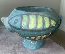 Rare Florentine Pottery Fish Blue Green Bowl  Italy picture