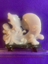 Vintage Lavender Jade Carving Fish and Flower picture