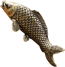 Metal Ornament Golden Fish Brass Arowana Fish Chinese Feng Shui Wealth Statue Ca picture