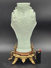 Chinese antique celadon glazed twin dragon fish vase 18th century Qing Dynasty picture
