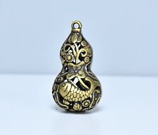 1.5'' Chinese Bronze Fengshui Hollow Out Lotus Fish Gourd Amulet Pendant picture