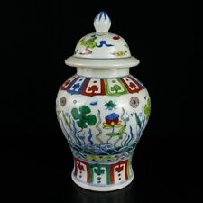 Exquisite Old Chinese porcelain Color Painted fish algae jar pots 5684 picture