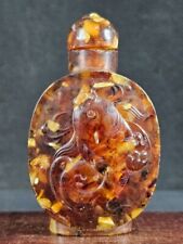 Chinese Two Fish Carved Amber Snuff Bottle picture