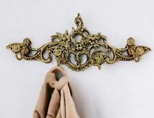1960s Brass Wall Mount Coat Rack 4 Large Hooks picture