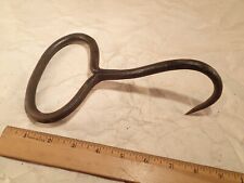 Antique Primitive, Rustic Large Hand-Forged Cast Iron Hay Bale or Meat Hook  9