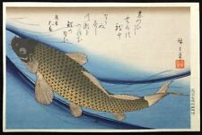 Woodblock print by Hiroshige Utagawa, Fish Scene, Carp, Genuine, Ukiyo-e picture