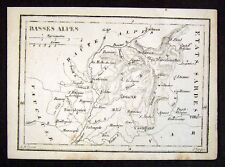 1833 Perrot Tardieu Map - Basses Alpes de Haute France - Miniature Antique Map picture