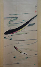 Excellent Chinese 100% Hand Painting & Scroll Fish By Wu Guanzhong 吴冠中 WEDCSC258 picture
