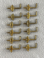 Vintage Brass Screw Shoulder Hooks Curtain Tie Back Hook Lot of 12 picture