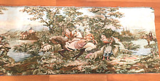 Vintage Embroidery Tapestry Riding Horse Fishing Woven  picture  62