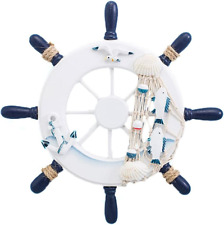 Boat Steering Wheel Decor Wooden Mediterranean Style Crafts Rudder Wall Decorati picture