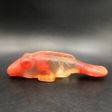 Old China Hongshan Culture Red Crystal Hand-Carved Fish Statue,#606 picture