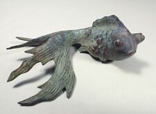 Vintage Japanese Bronze Carp Koi Fish Statue Figure Patina picture