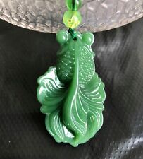 Handmade Fengshui Fish Goldfish Wealth pendant Necklace Amulet Gift picture