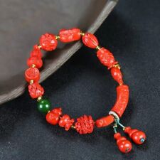 cinnabar zinnober engraving good fortune lucky casual fish gourd bracelet picture
