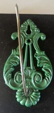 Vintage Green Metal Wall Hanging Bill Receipt Holder Spike Hook Cast Iron USA picture