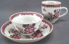 Chinese Export Porcelain Pink Rose Fish scales & Gold Cup Trio Circa 1760s B picture