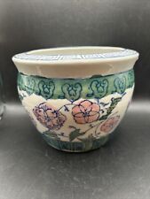 Oriental~CHINESE~Pottery~HAND PAINTED~Porcelain~Roses~FISH BOWL~Flower Pot picture