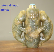 China,Hand-carved,Chinese Double Fish Hetian old jade ,Snuff Bottle statue L224 picture