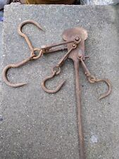 ANTIQUE WROUGHT IRON GAME / GRAIN WEIGHING HANGING CHAIN HOOK - 33 INCH picture