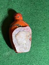 VINTAGE STONE ONE PIECE CARVED FISH SNUFF BOTTLE picture