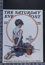 1924 SPORT FISHING CANE POLE DOG GRAVE CROSS FLOWER ILLUS JACKSON COVER RE31 picture