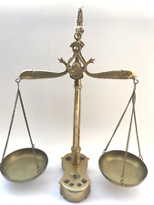 antique balance beam scale brass fish complete apothecary nautical justice picture
