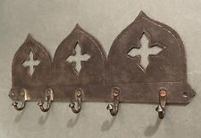 Antique Handmade Rustic Metal 5 Hook Rack for Utensils Keys picture