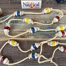 6 ft Wood Fishing Floats On String, Fish Net Buoy Garland, Wooden Nautical Decor picture