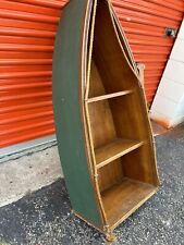 Vintage Row Boat Shaped Canoe And Pedals Wall Shelf Cottage Lake House Deco. picture