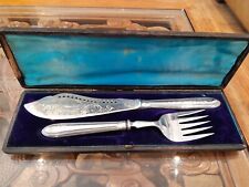 Victorian Silver Fish Servers in Original Velvet Lined Box. picture