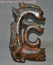 11'' Hongshan culture Old jade Carv strange Dragon Phoenix Hook sacrifice statue picture