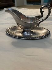 Silverplate Vintage Wm Rogers & Son Gravy Boat with Attached Underplate picture