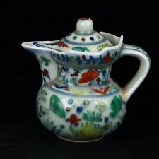 Old Chinese porcelain Color Hand Painted fish algae monk hat pots Teapot 8029 picture