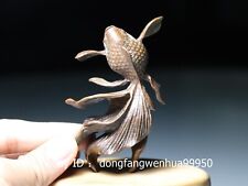 Old Copper China Folk Collect Fengshui Animal Goldfish Ornamental Fish Statue  picture